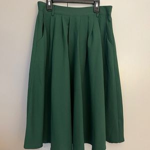 Green knee length skirt
